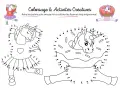 Un modèle de licorne à relier et colorier, avec une autre licorne dans un donut.