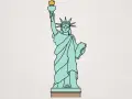 Statue de la Liberté, un dessin facile et stylisé, tenant sa torche et une tablette.