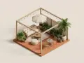 Aménager une petite terrasse sans se ruiner : un salon de jardin cosy avec canapé, table basse, fauteuils, parasol et plantes luxuriantes sous guirlandes lumineuses.