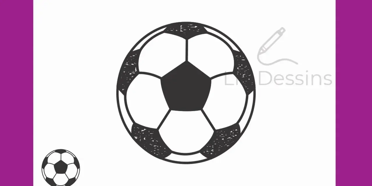 Un ballon de foot dessin facile, comme esquissé par un crayon.