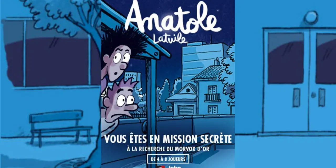 L'escape game Anatole Latuile vous plonge dans une mission secrète pour retrouver le Morvox d'Or. Deux enfants intrigués observent la scène.