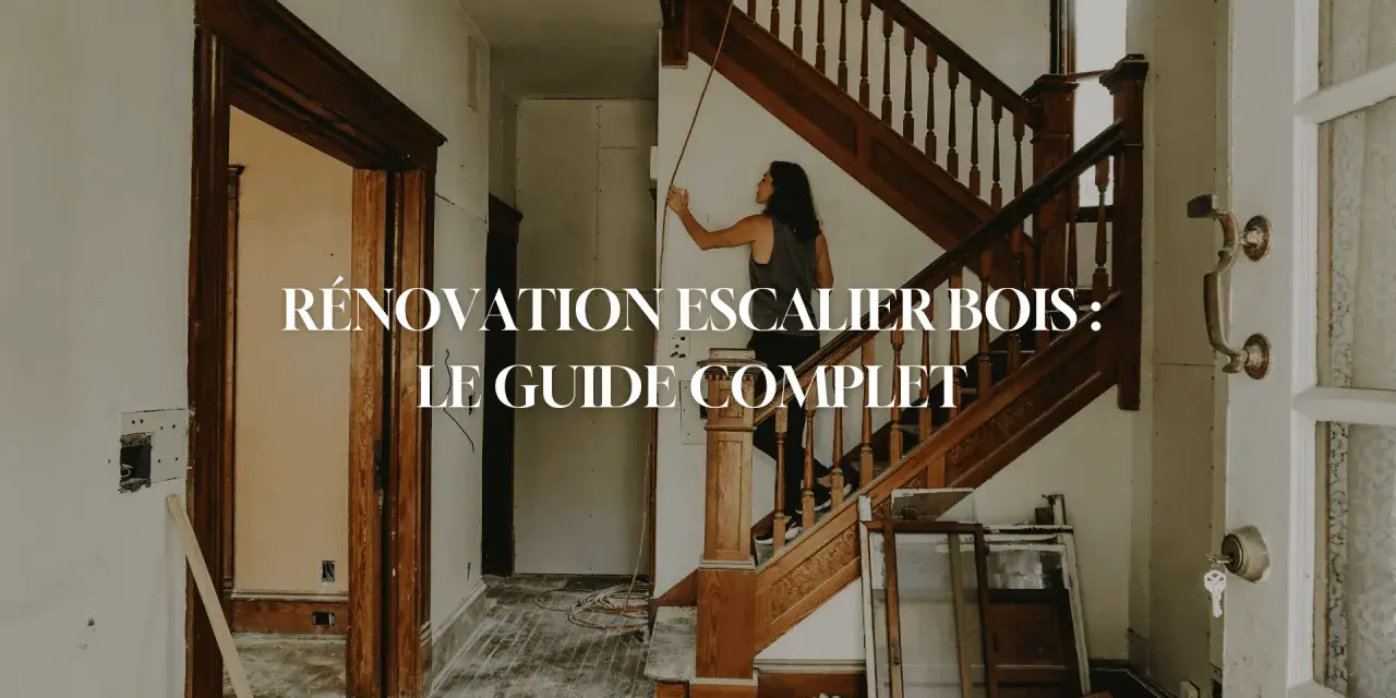 Une femme travaille à rajeunir un escalier en bois, un projet de rénovation complet.