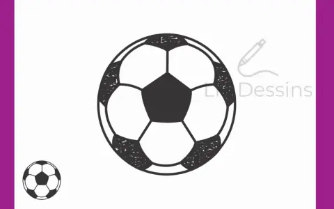 Un ballon de foot dessin facile, comme esquissé par un crayon.