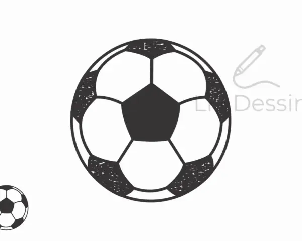 Un ballon de foot dessin facile, comme esquissé par un crayon.