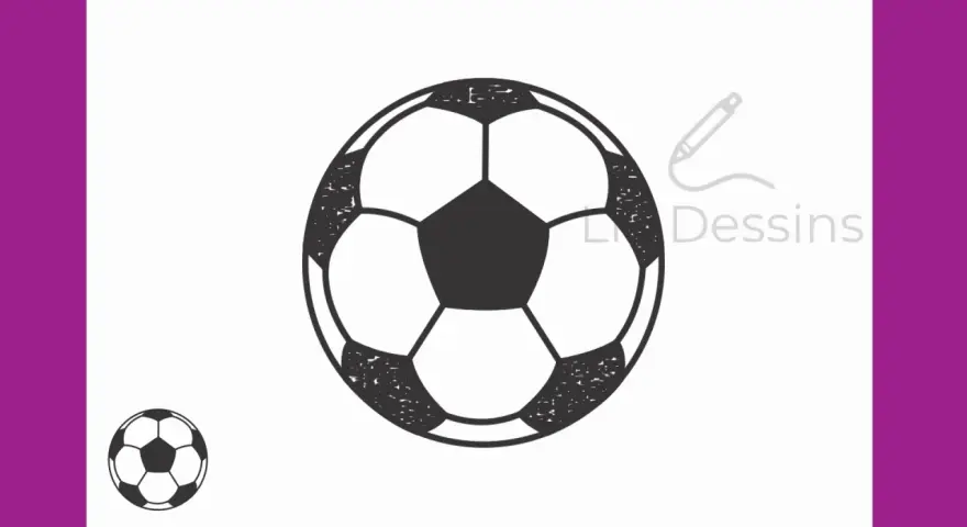 Un ballon de foot dessin facile, comme esquissé par un crayon.