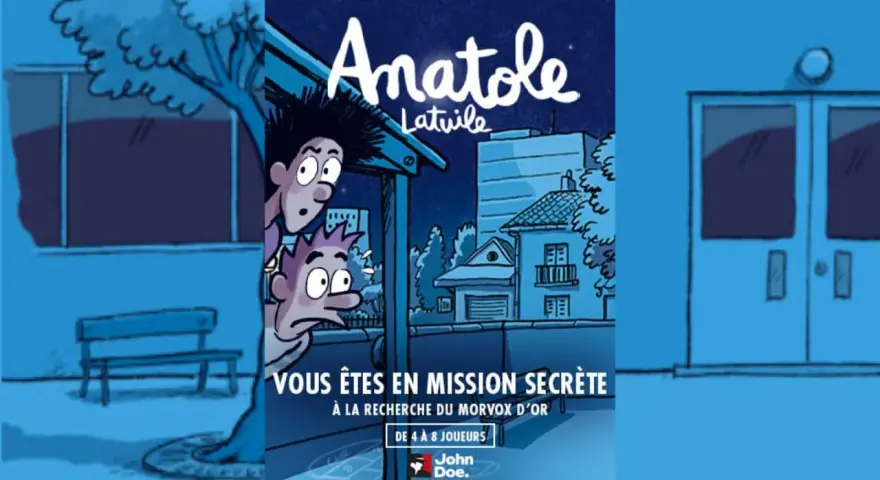 L'escape game Anatole Latuile vous plonge dans une mission secrète pour retrouver le Morvox d'Or. Deux enfants intrigués observent la scène.